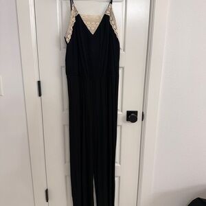 Gibson Latimer Black Jumpsuit with Cream Lace